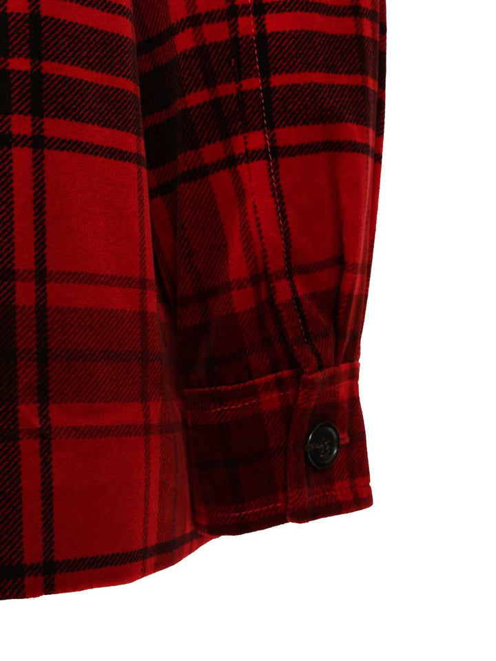 Saint Laurent Tartan Velvet Jacket Shirts - Red | 8266fc29e4b454d4afcf08cc018d34001848bc46
