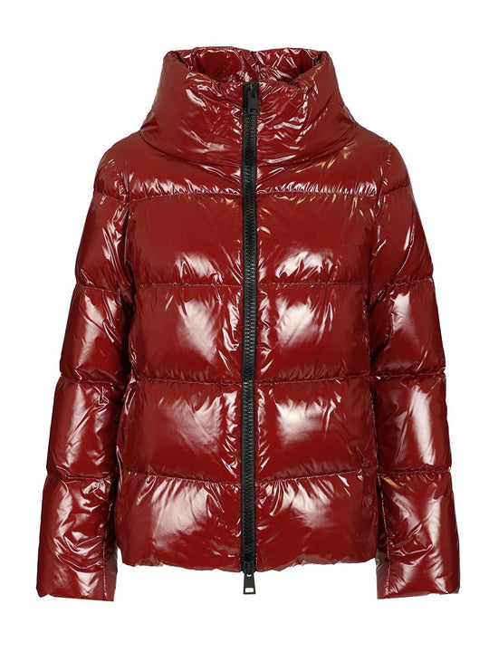Down Jacket In Shiny Nylon Coats Bordeaux