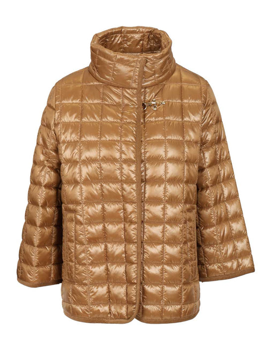 Quilted Hood With Hook Coats Brown