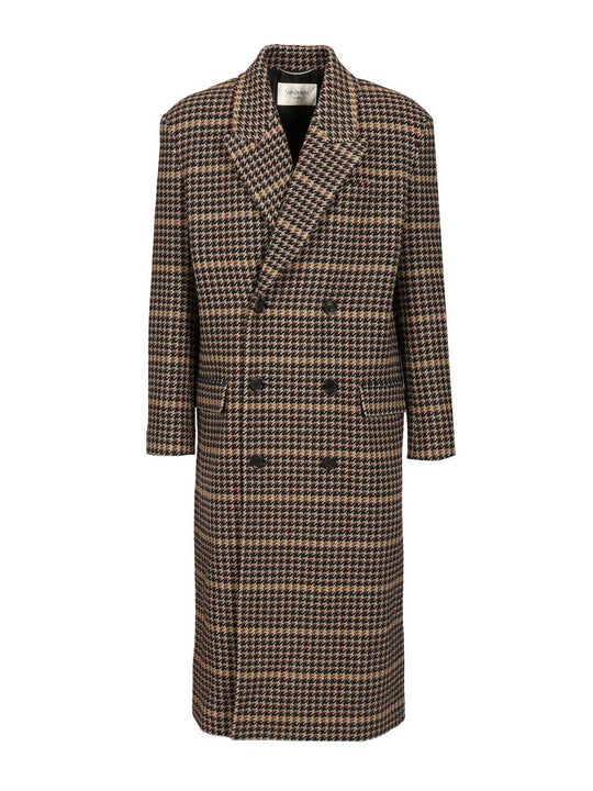 Long Checked Wool Coat Coats Multicolor