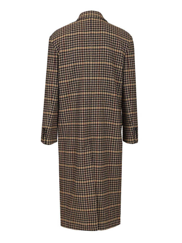 Saint Laurent Long Checked Wool Coat Coats - Multicolor | f9204b74df9d9939809e7ec87f8c7277c06f9555