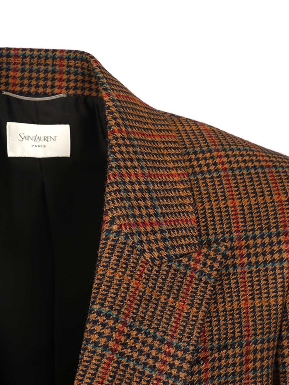 Saint Laurent Prince Of Wales Wool Jacket Jackets - Brown | 411fe74c880c0dc209d0829e58ba93c274cd42b9