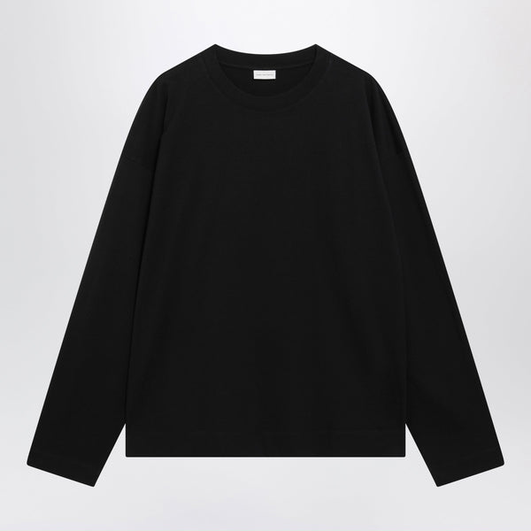 Black Long-Sleeve Cotton T-Shirt