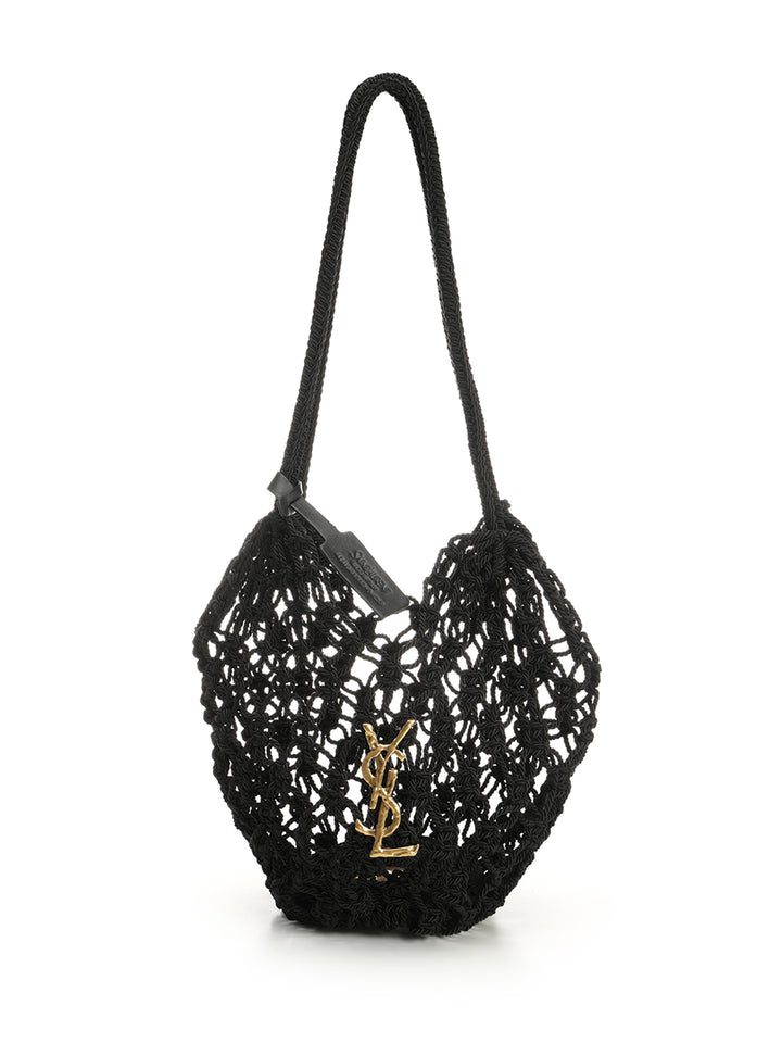 Saint Laurent Crochet Hobo Bag Shoulder Bags - Black | bd98e84ac213ac4655bff81cde05d75eede1bea6
