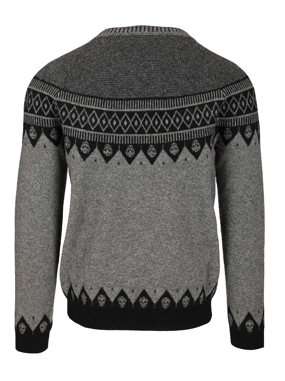 Mcqueen Sweater With Skulls Knitwear - Grey | 7b369149c337be36732172327a50e62bddc5c5f7
