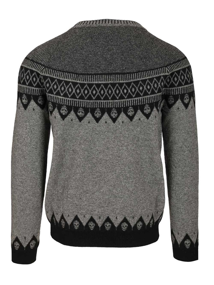 Mcqueen Sweater With Skulls Knitwear - Grey | 7b369149c337be36732172327a50e62bddc5c5f7