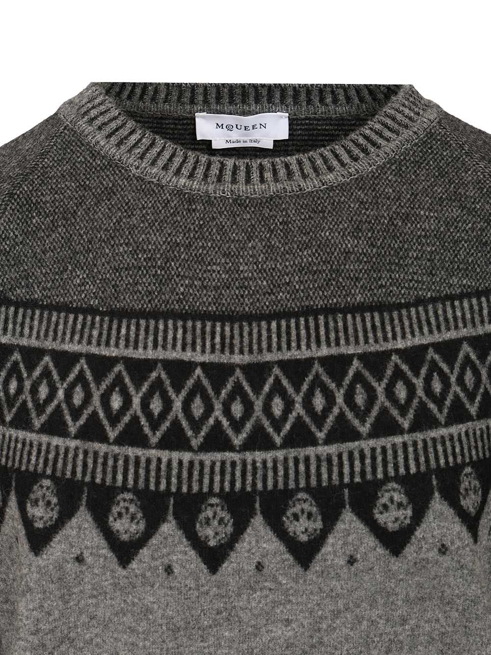 Mcqueen Sweater With Skulls Knitwear - Grey | fff9fc1bac7177a4c33dfd08d0c0da5eb8949c82