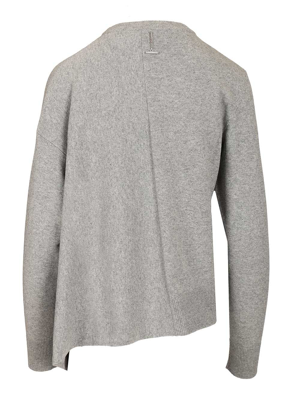Mcqueen Asymmetrical Cashmere Crew Neck Sweater Knitwear - Grey | e67dfc7da63e1b0c0a7833bf2b52681eba19673f