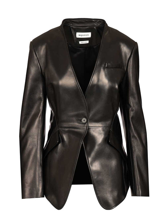 Tailored Leather Jacket Jackets Black
