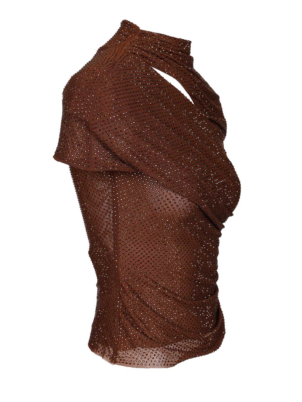 Self-Portrait Rhinestone Knit Top Tops - Brown | 180d8b622d25f60e0f988252c4e99258d5b0d9f9