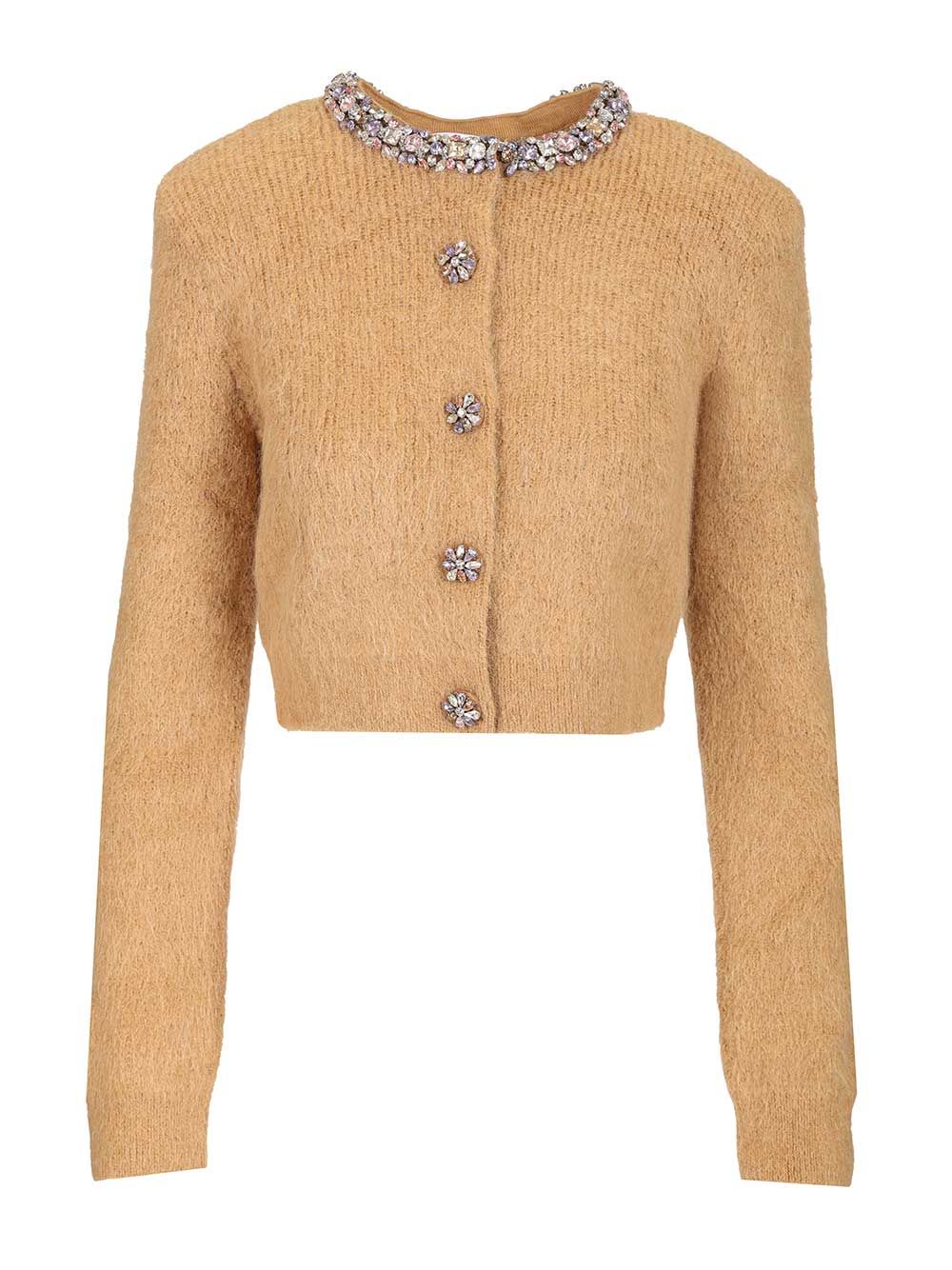 Self-Portrait Alpaca Cardigan Knitwear - Brown | 12cff7a088326ac0536a86c0cf5d9ddb8f7c7af2