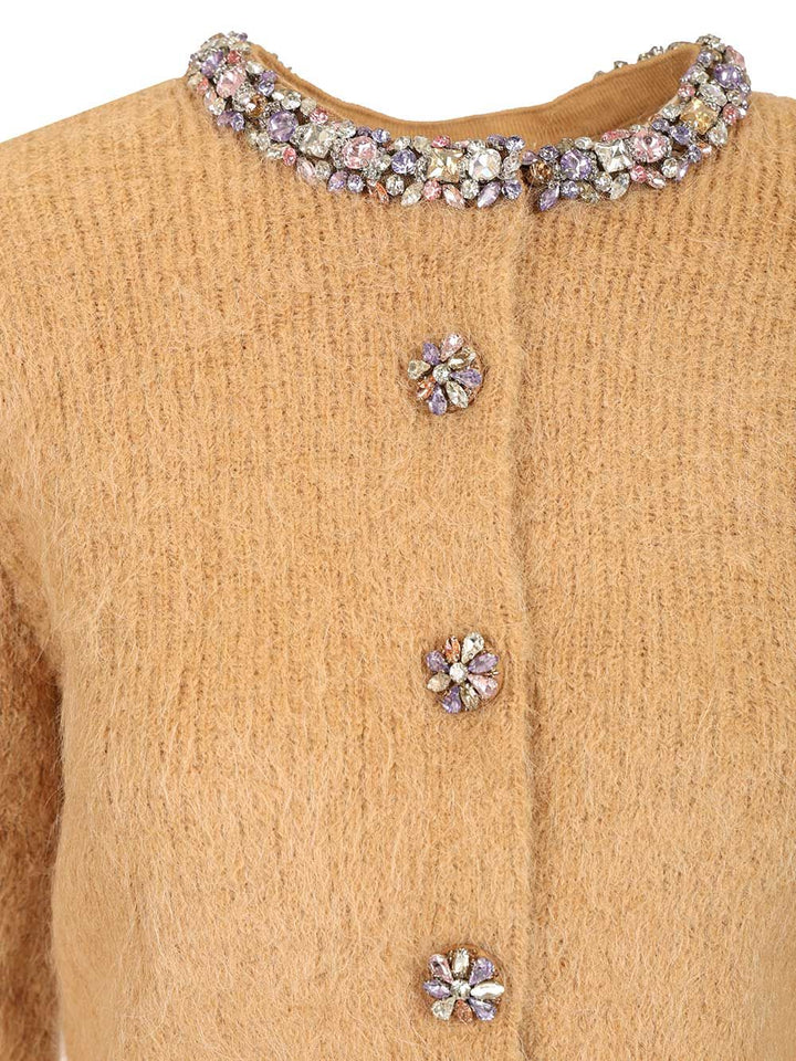 Self-Portrait Alpaca Cardigan Knitwear - Brown | f80874fae780c98970d9021eb5535bdbaa95e6fa