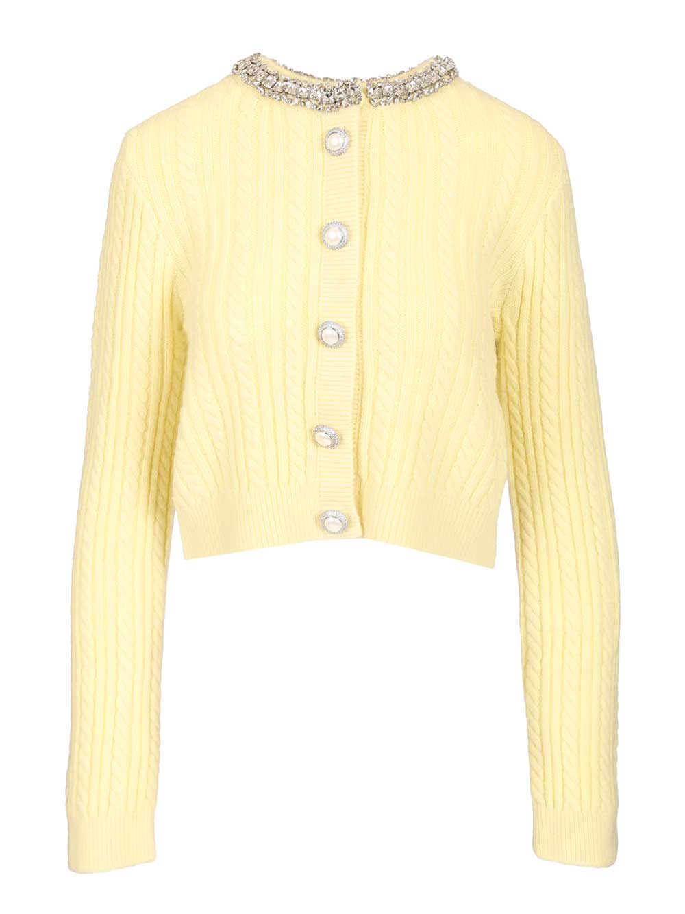 Self-Portrait Alpaca Cardigan Knitwear - Yellow | 445e634d7fd78d9e7cd021edc62cc110450ce912