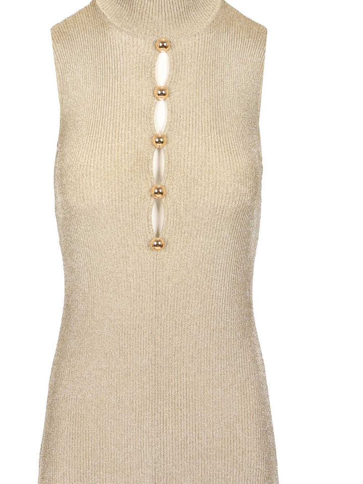 Self-Portrait Long Knitted Dress Dresses - Gold | 98a06918466354a19f2e27bd420a2c34d25a66e0