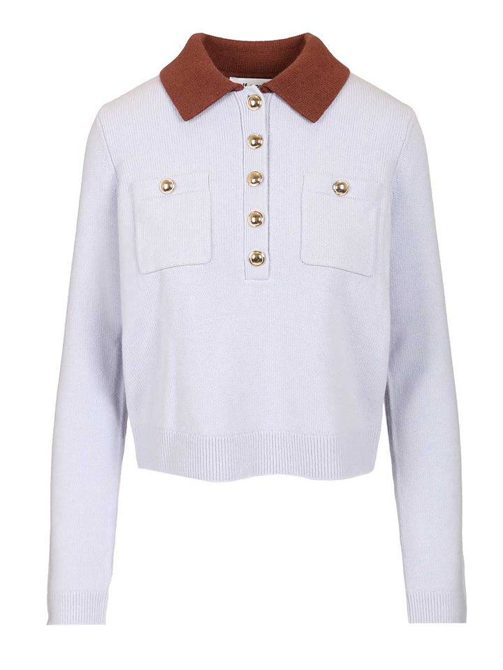 Self-Portrait Contrast Collar Jumper Tops - Blue | 2146437c7332b0421729ac3731c06ce1e6b7d276