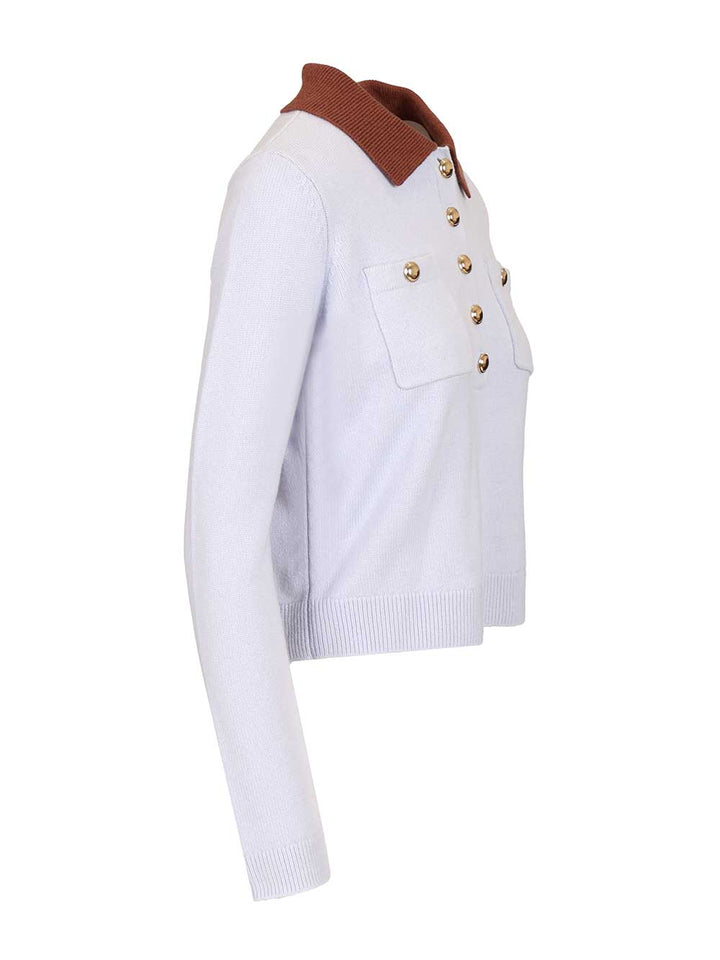 Self-Portrait Contrast Collar Jumper Tops - Blue | 4982b257def8805ea13ee806feae67cffd6a126b