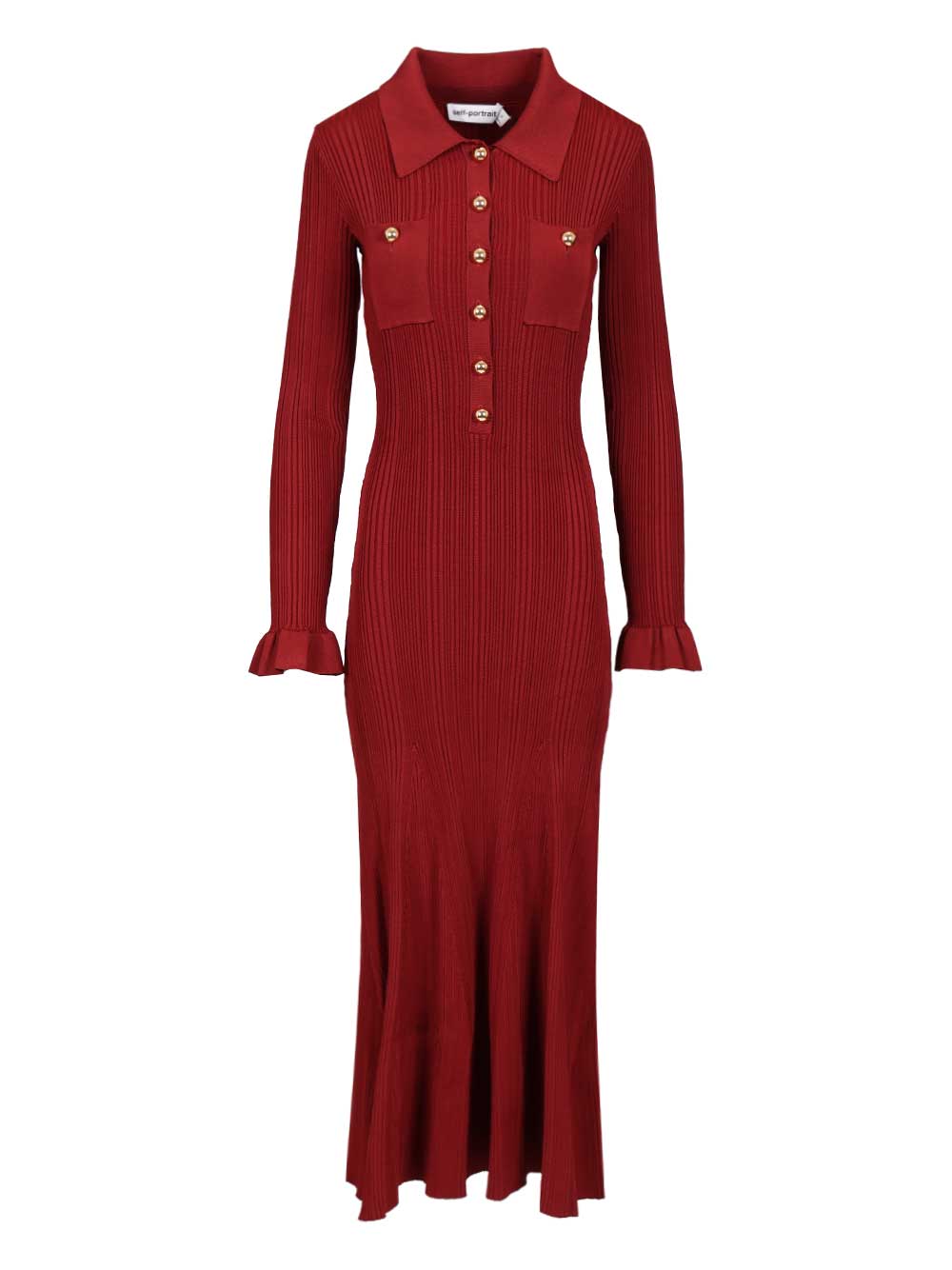Self-Portrait Ribbed Knit Midi Dress Dresses - Bordeaux | 00df1b0c94edf9ef19e4a2183e042cfab3e52410