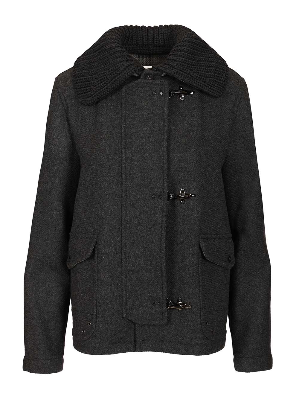 Fay 3-Hook Wool Jacket Coats - Grey | b93e01cdbe035be564269f7e25df6616815d0334