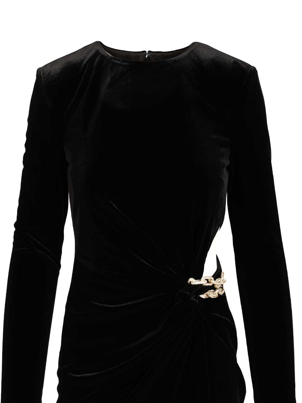 Self-Portrait Velvet Midi Dress Dresses - Black | 638f0dc990b6aa4656564284b0030d62de046f18