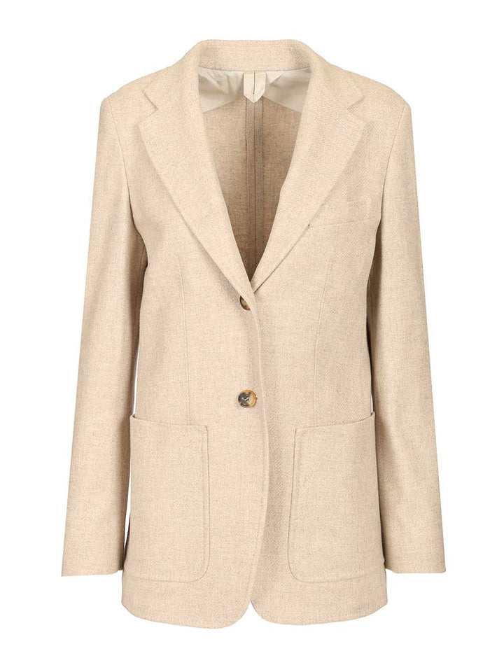 Max Mara Single-Breasted Blazer Jackets - Beige | 25df0b59b14e03bd58243f9e31e3016991fe4171