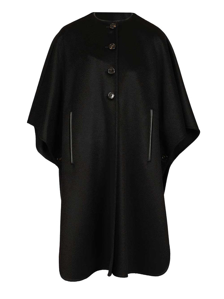 Max Mara Long Cape Jackets - Black | 2b04b0def5e6d6997ea18fe12cedd695d9770827