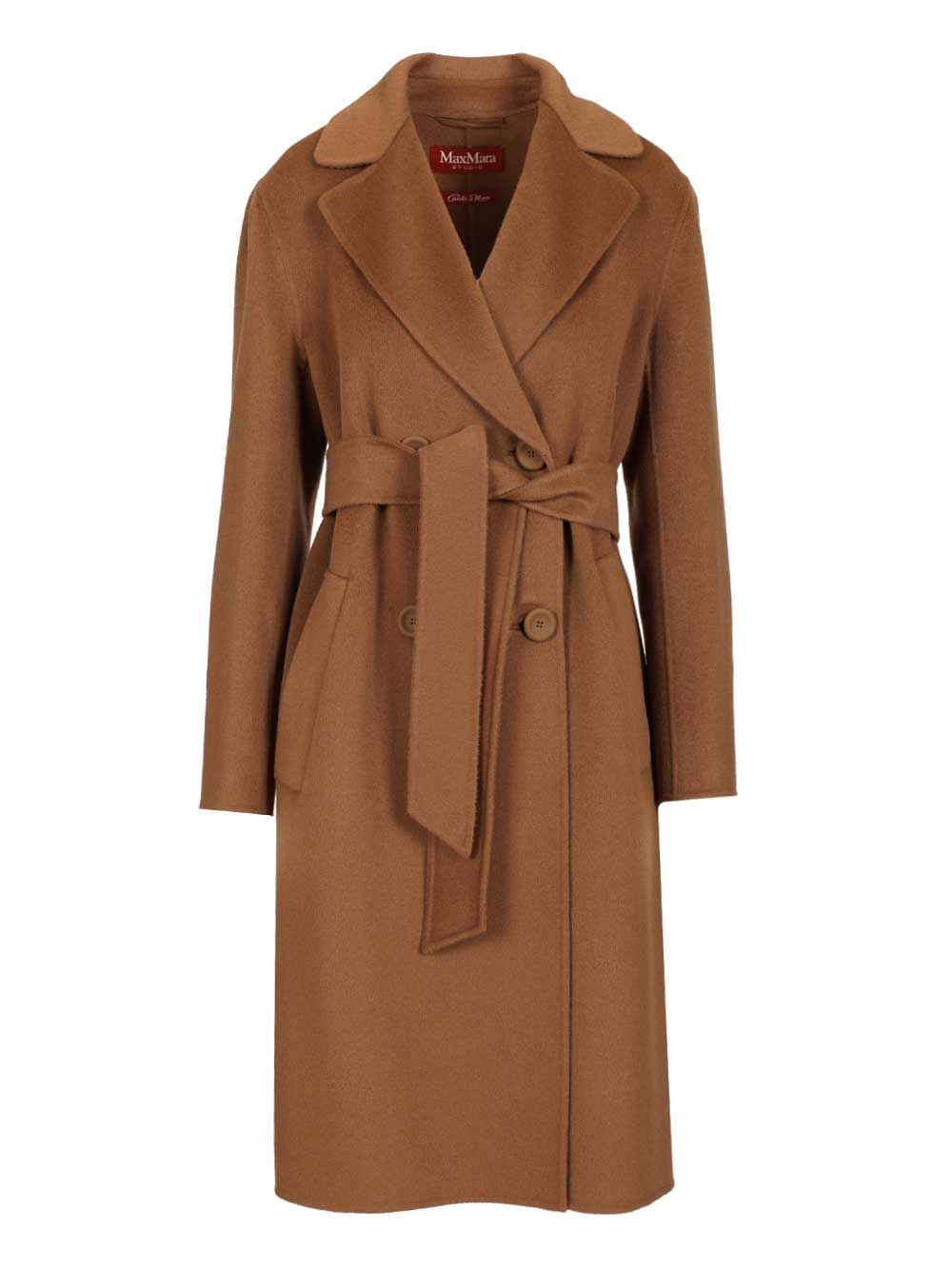 Max Mara Studio Double-Breasted Cashmere And Wool Coat Coats - Brown | 796bea2d857fabd0879002870c1fe8d4a849d05f