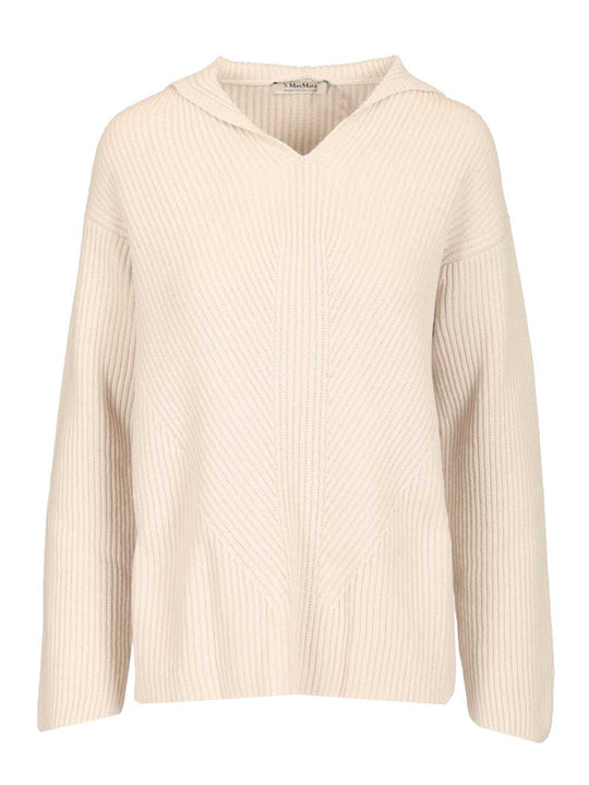 Ribbed Wool Sweatshirt Knitwear White