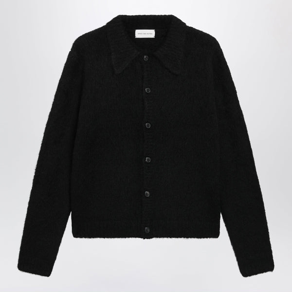 Black Long-Sleeved Alpaca Blend Cardigan