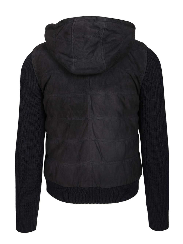 Al Duca D'Aosta Hooded Bomber Jacket In Wool And Suede Jackets - Blue | 95ea9ddb62950d6060a959bc95e27a23e01e525b