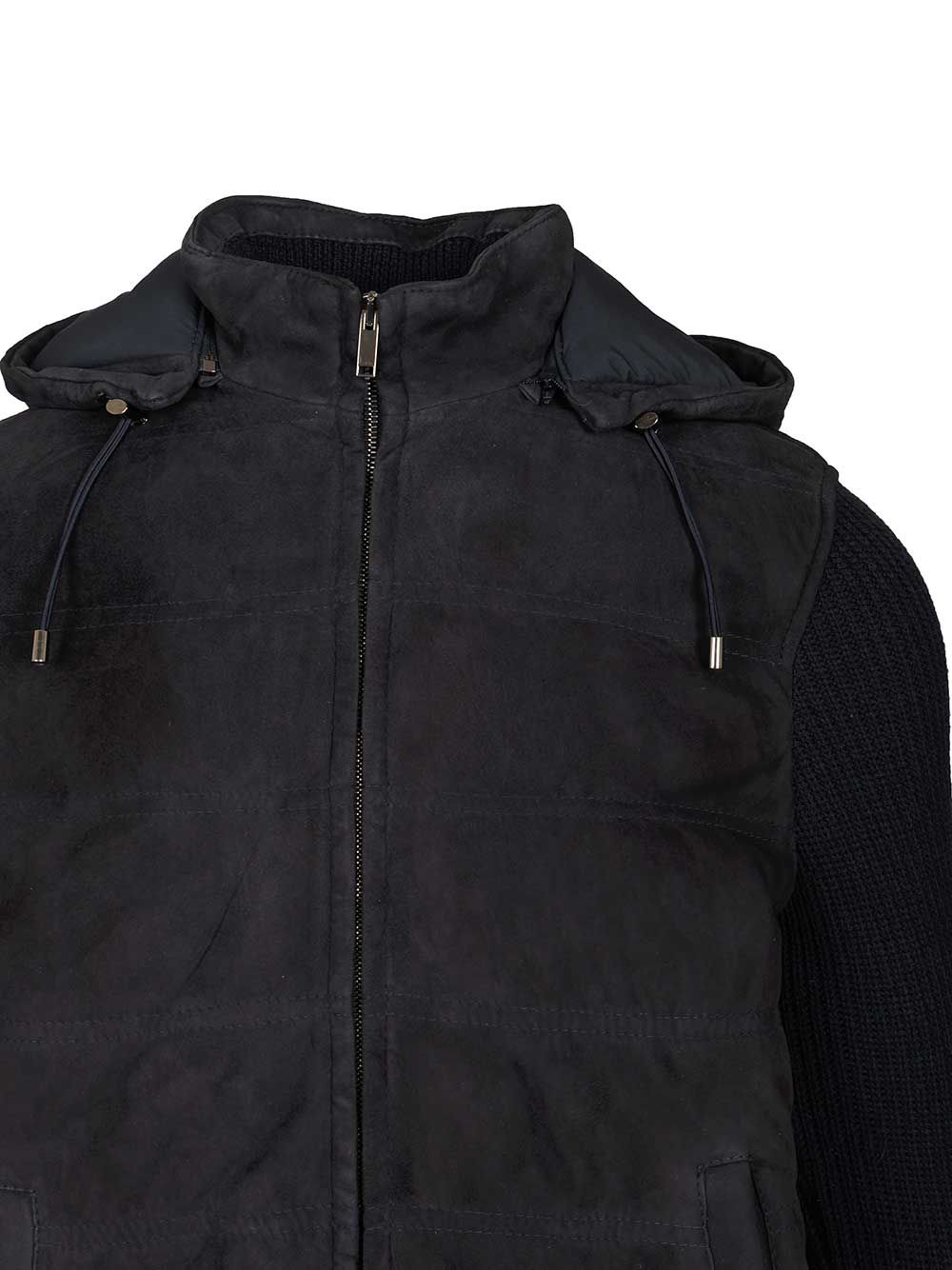 Al Duca D'Aosta Hooded Bomber Jacket In Wool And Suede Jackets - Blue | 5d9221f1c0d0567a0db4ddeadec9e3da1b566b86