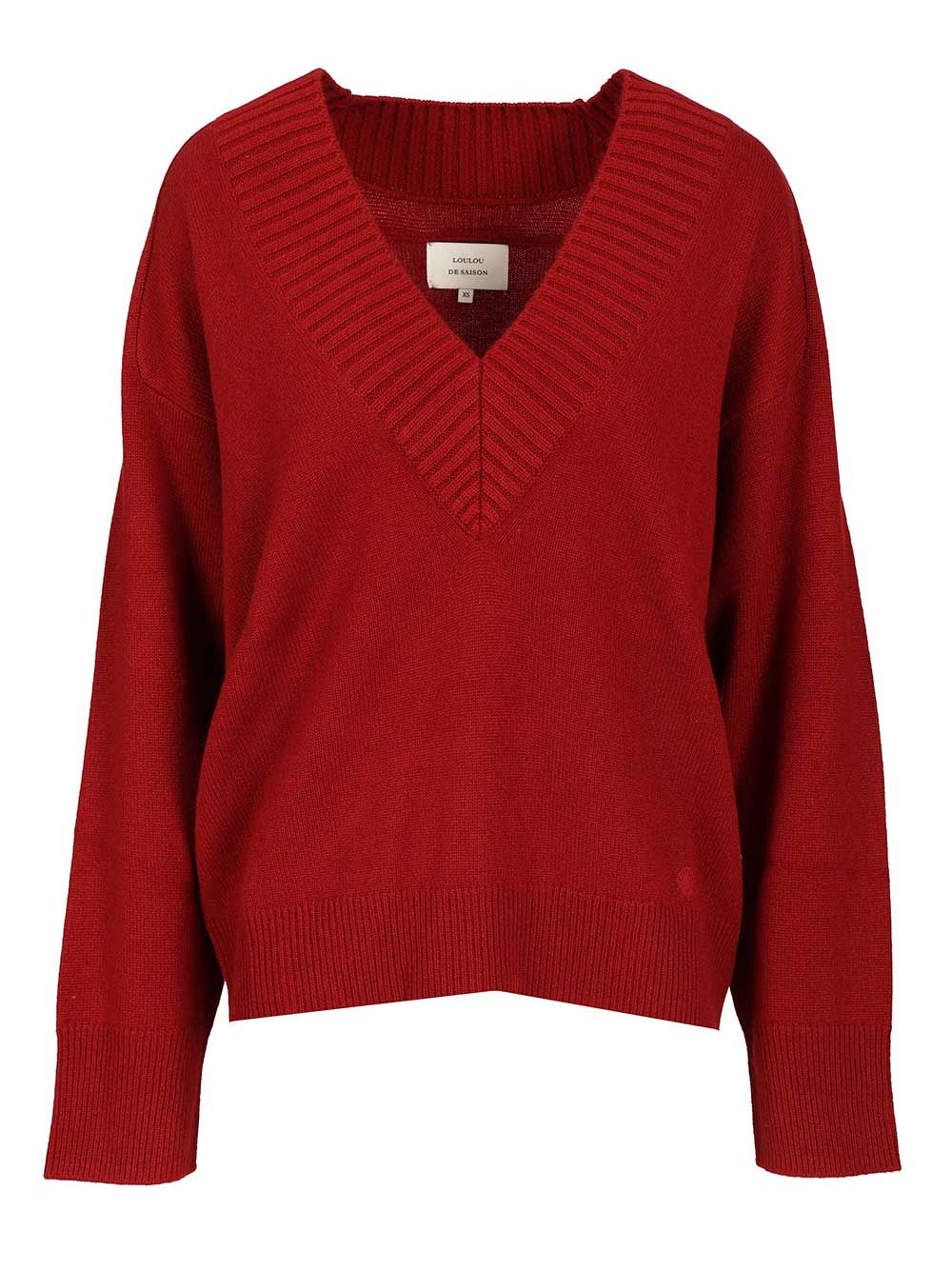 Loulou De Saison Sage Lds Knitwear - Red | 69b01a32d281ffd1c0c70038dae1a9310ec902e5