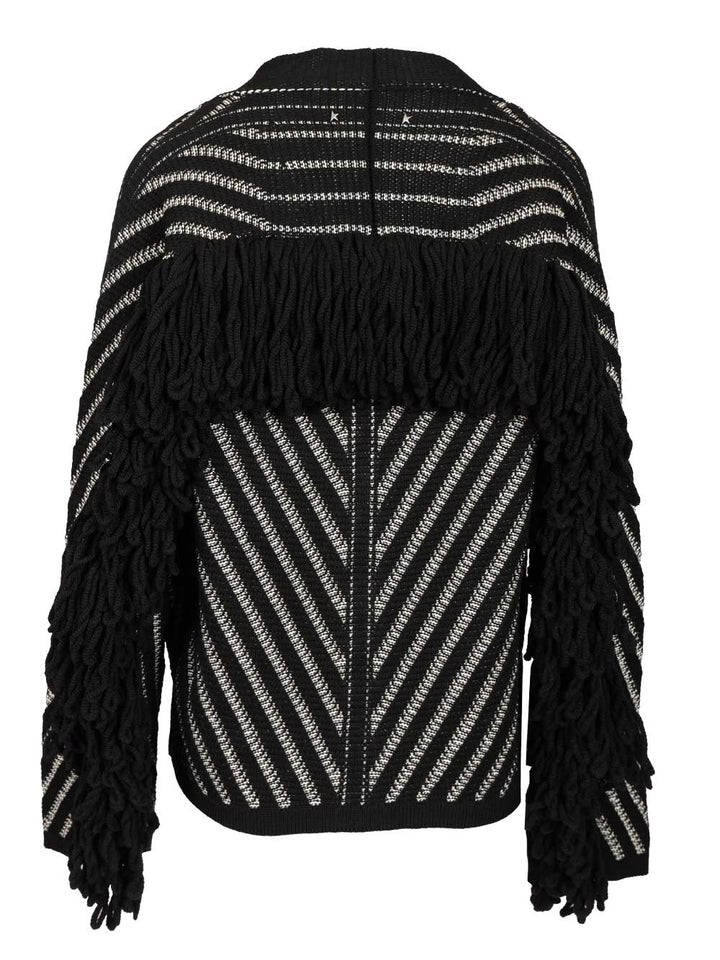 Golden Goose Deluxe Brand Cardigan With Fringes Knitwear - Black | 0fb552523630a2ce272221401714c24015fcf19a