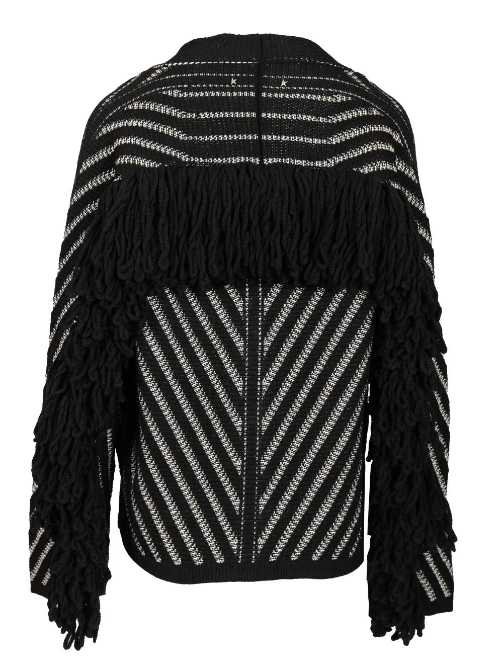 Golden Goose Deluxe Brand Cardigan With Fringes Knitwear - Black | 0fb552523630a2ce272221401714c24015fcf19a