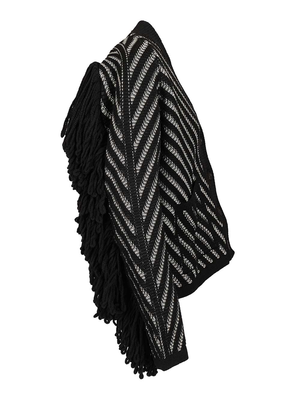 Golden Goose Deluxe Brand Cardigan With Fringes Knitwear - Black | 498baeab7c3e6434516d88be2278d894985b23e5