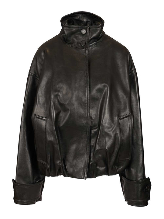 Black Leather Bomber Jackets Black