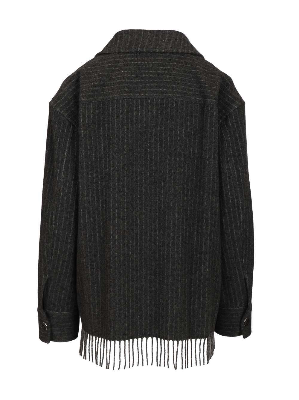 Durazzi Milano Pinstriped Wool Overshirt Coats - Grey | 150d636125fe588cb802a950ea9e1c231b4c6d5f