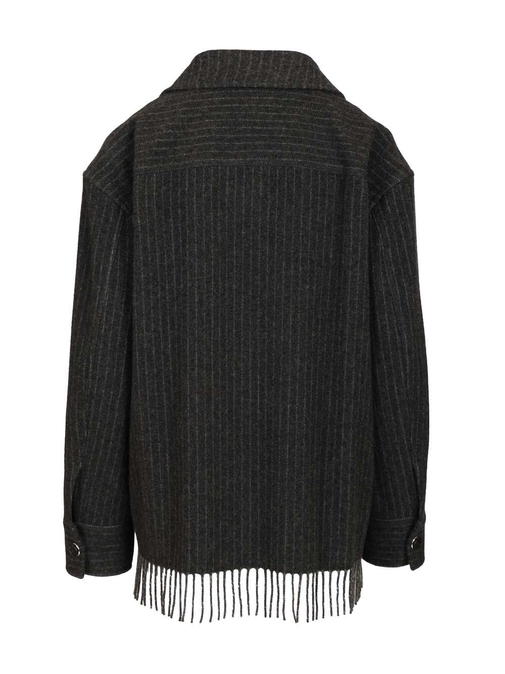 Durazzi Milano Pinstriped Wool Overshirt Coats - Grey | b73e0cb856a48720c78fc77592271304742c40f0