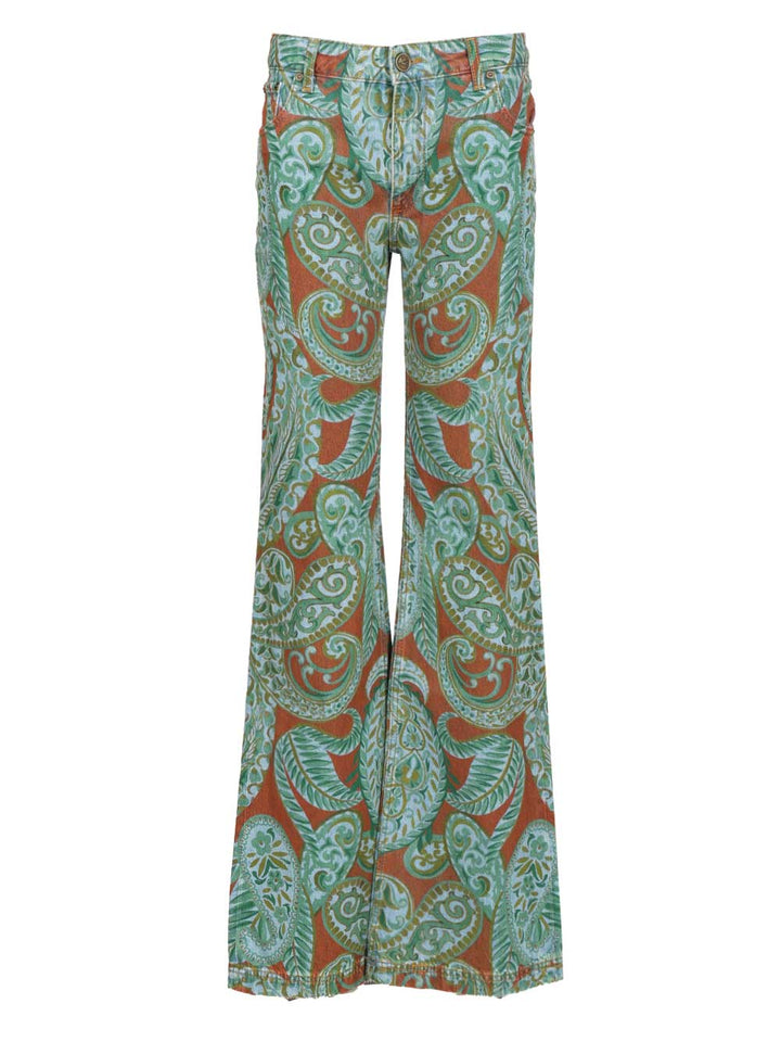 Etro Wide Leg Jeans With Paisley Print Trousers - Multicolor | f3c044057c8325ead7151f68261e0db369d48f0e