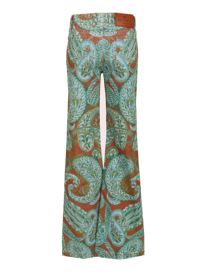 Etro Wide Leg Jeans With Paisley Print Trousers - Multicolor | 791a5720879ef63208300e3f8d4cff44b68e9e22