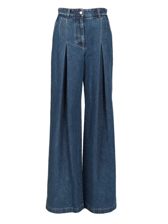 Pantalone Gamba Ampia Jeans Blue