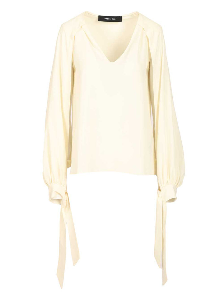 Federica Tosi Cape Blouse Shirts - White | fa5750963e732b7d020d251a868b547c21ee27d6