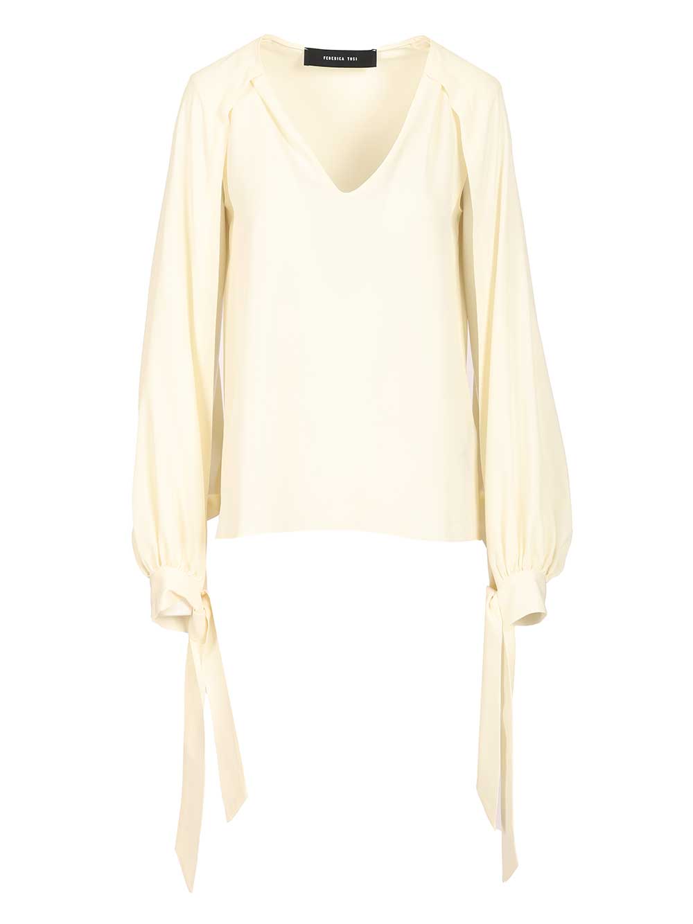 Federica Tosi Cape Blouse Shirts - White | fa5750963e732b7d020d251a868b547c21ee27d6