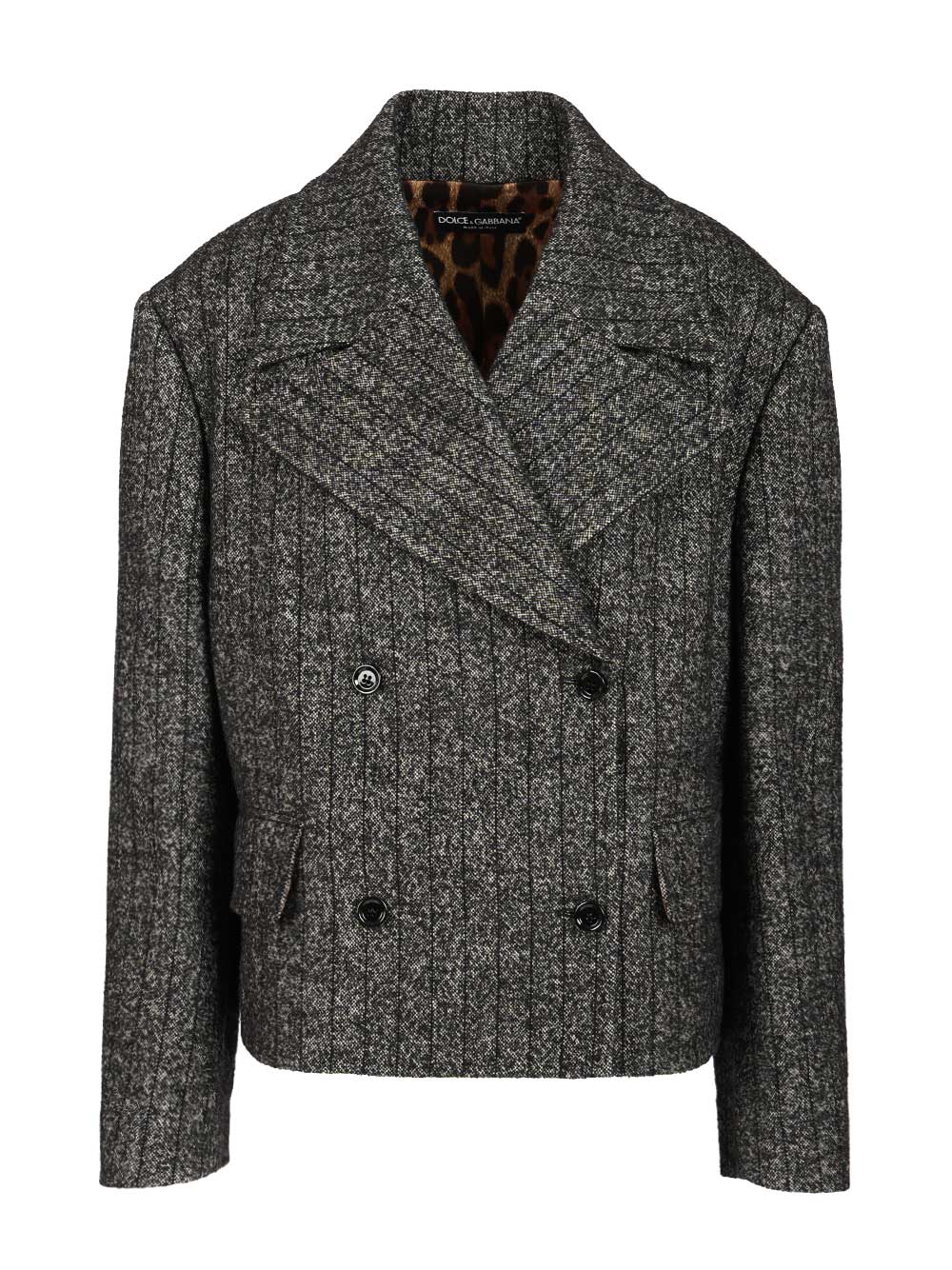 Dolce & Gabbana Short Oversized Striped Wool Jacket Jackets - Grey | d9e261149227099664e82d0a4041340195b29da6