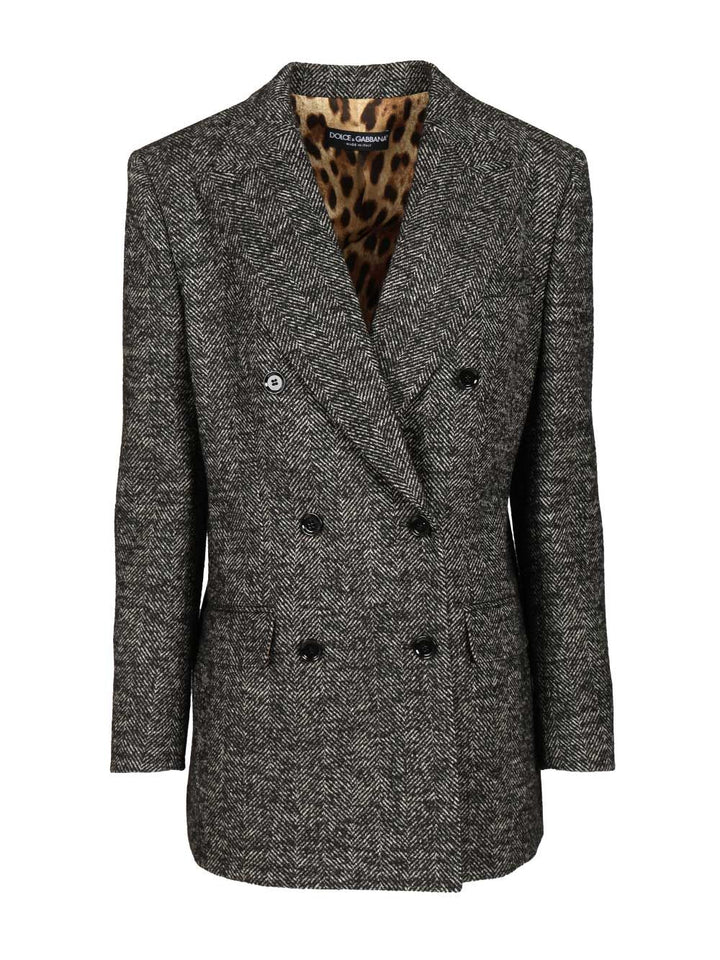 Dolce & Gabbana Double-Breasted Chevron Jacket Jackets - Grey | 079c7ca71f1305f4ddc21a4efc15e0c40eb74a2a