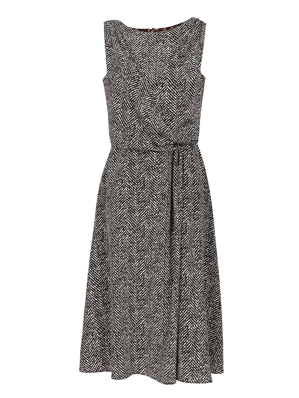 Dolce & Gabbana Heavy Crepe Dress With Chevron Print Dresses - Grey | 34219c8158be735c431cab10aae1200bf6e7f135