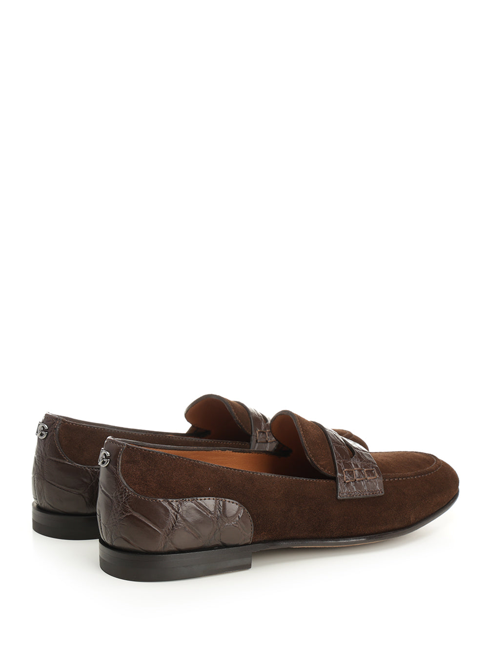 Dolce & Gabbana Suede Moccasin With Crocodile Details Scarpe basse - Brown | d0da1e6093b4eb04eed7c36464f27f53d3e4c02e