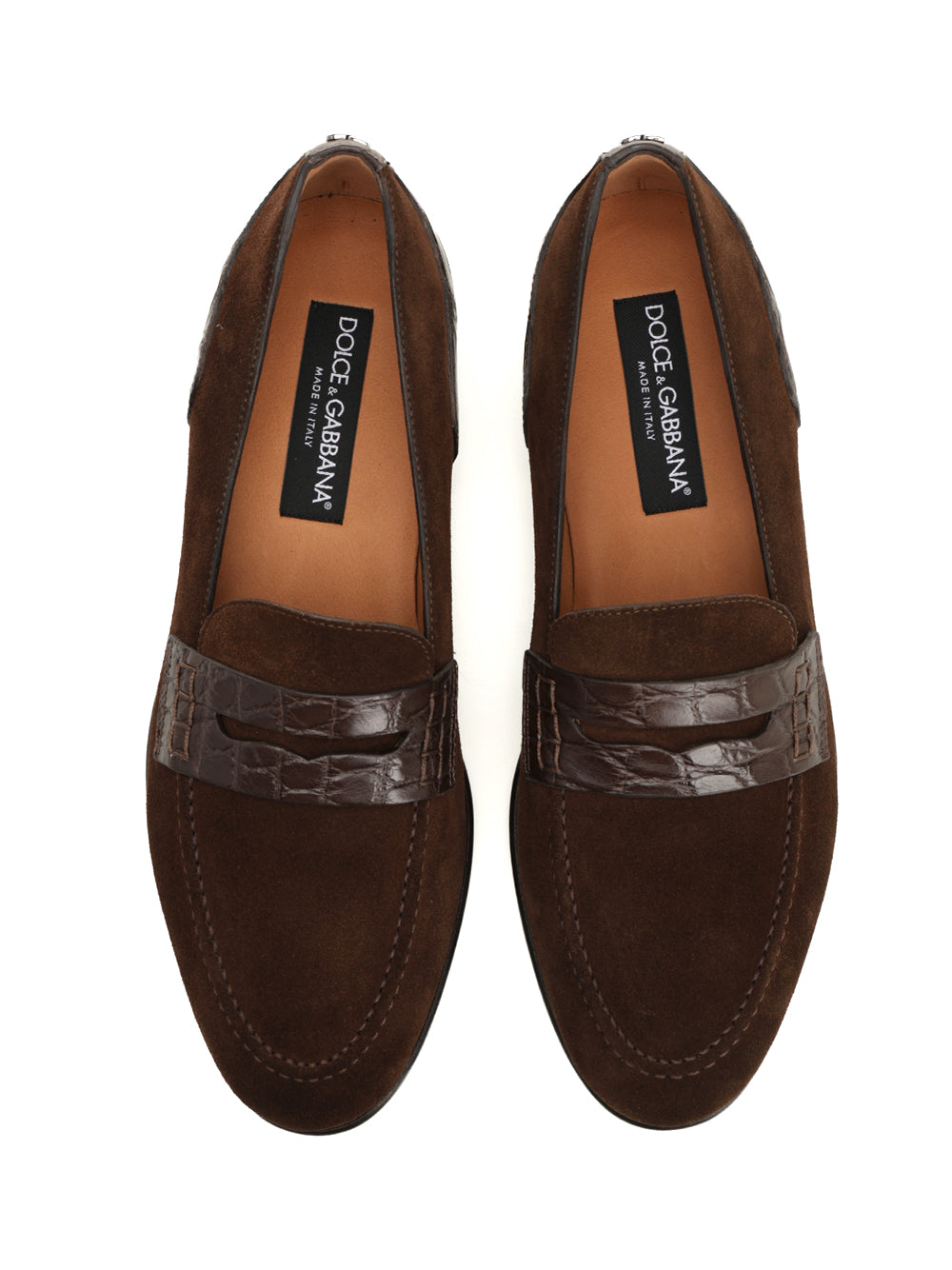 Dolce & Gabbana Suede Moccasin With Crocodile Details Scarpe basse - Brown | a1e26d4caaab1f9971b079267c314891440a03db