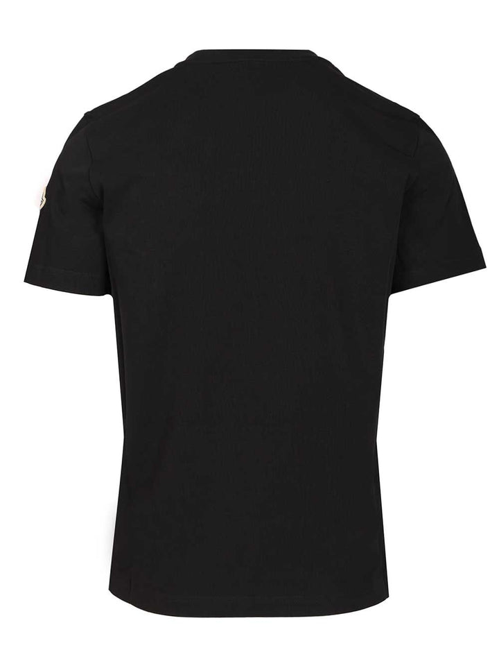 Moncler With Embroidered Tricolour Logo T-Shirt - Blue | 7d2d5972b42a8a7760e34efa2e794d61641f9215