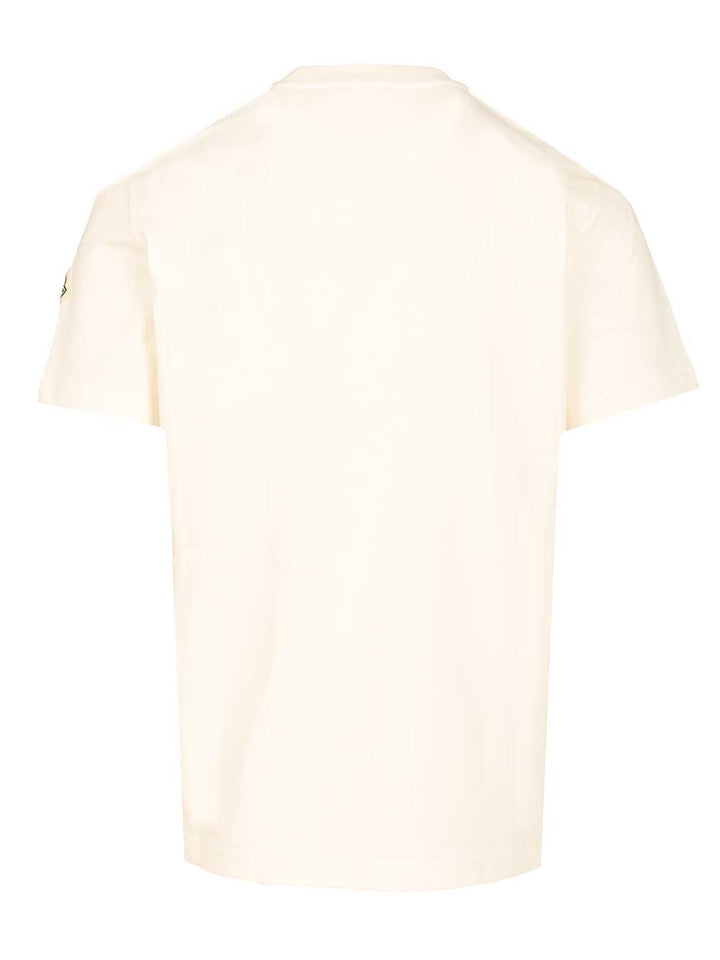 Moncler With Embroidered Tricolour Logo T-Shirt - White | 00555e6e6f364db865c2c7fec2f7b8391012f8c5