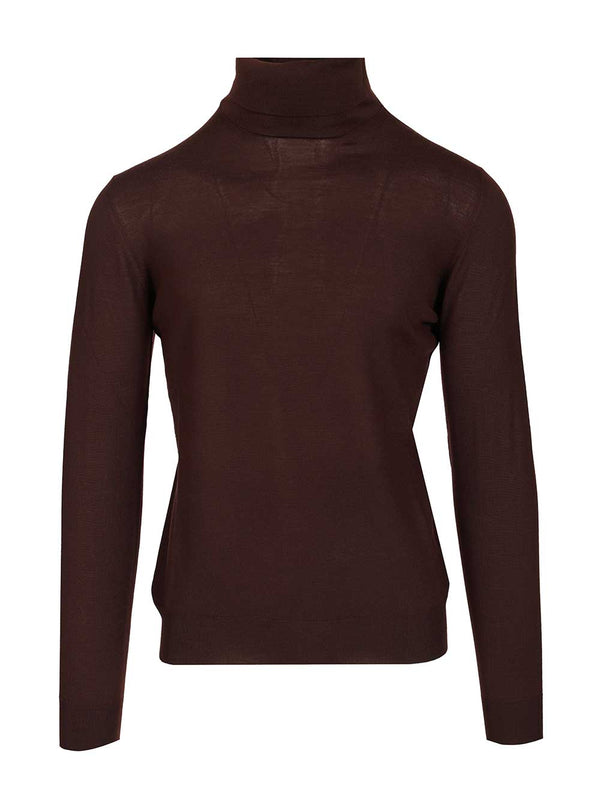 Wool Turtleneck Knitwear Brown